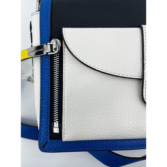 Henri‎ Bendel Rivington Flap Shoulder Bag Colorblock Black / Blue / White - Picture 4 of 13